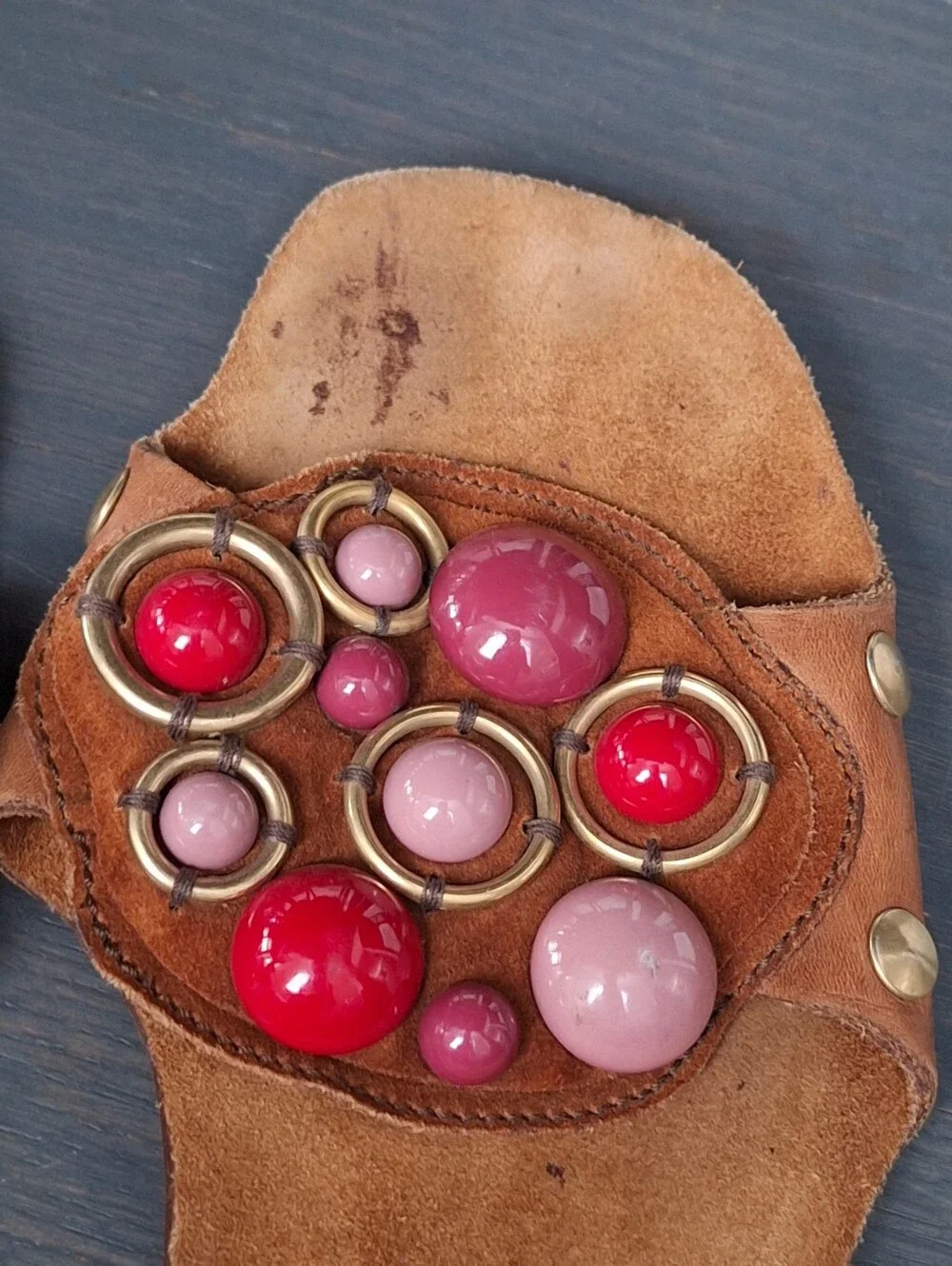 miu miu archive vintage stone embellished flat shoe sandals / 39